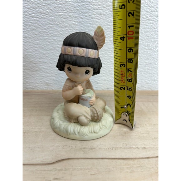 1991 Enesco Precious Moments "Lord Keep In Teepee Top Shape" Porcelain Figurine - Picture 8 of 12